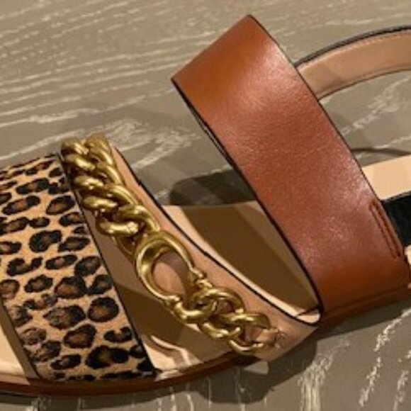 Coach Heather Leopard Print Calf Hair Leather Sandals G4777 Size 9B - Picture 8 of 9
